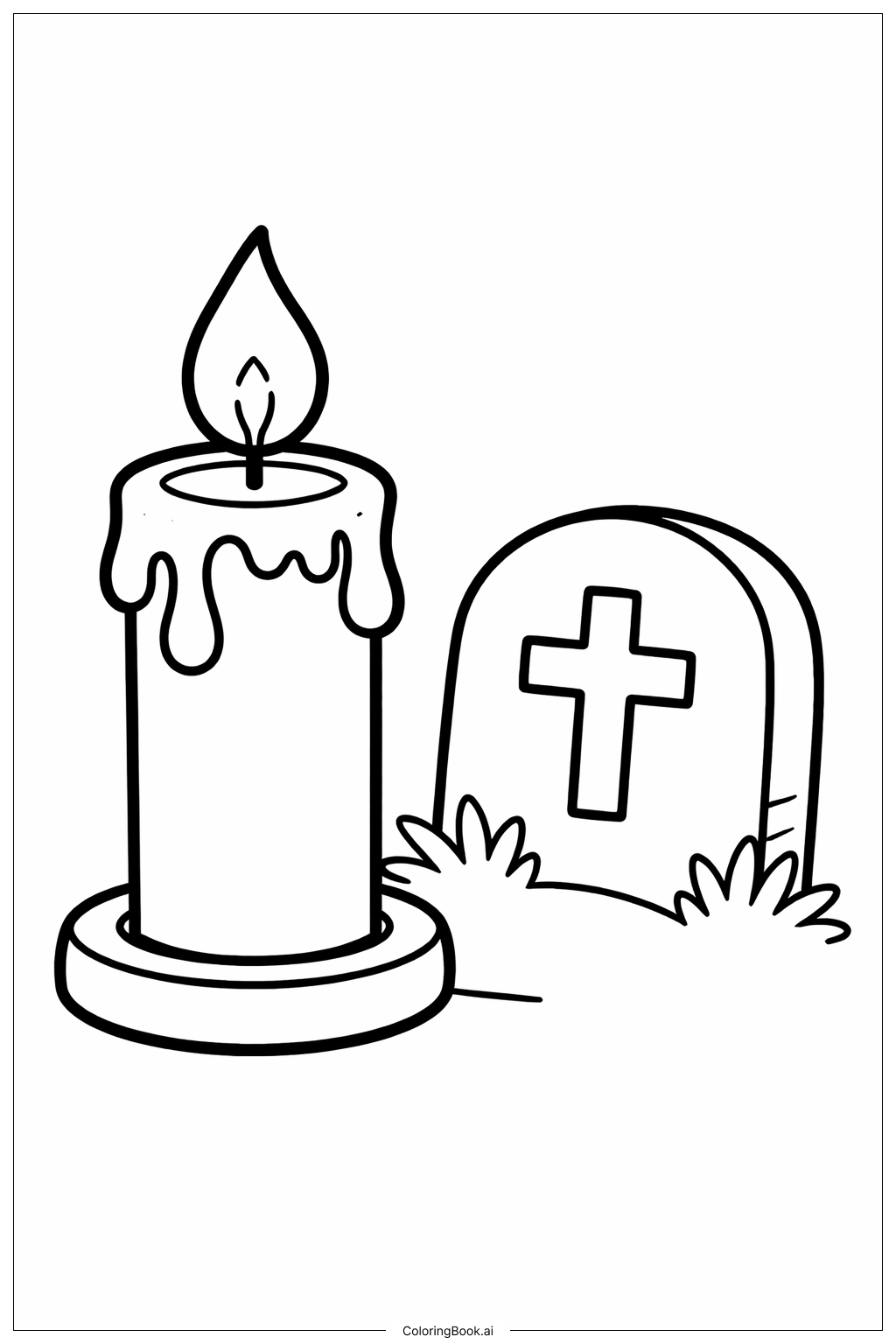 Tumba Vacía con Vela Simple