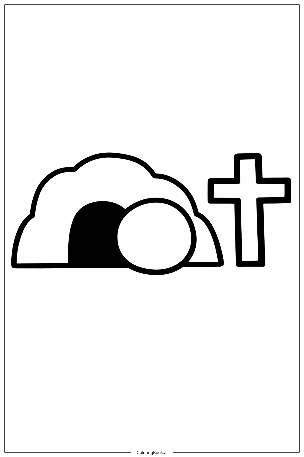  Página para colorear de Tumba Vacía con Silueta de Cruz 