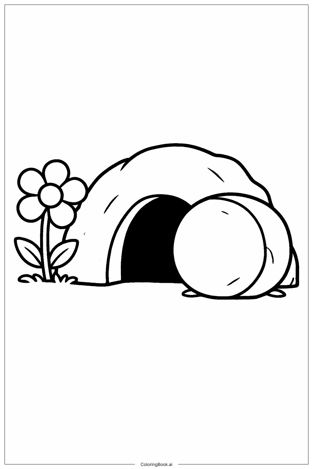  Página para colorear de Tumba Vacía con Contorno de Flor 