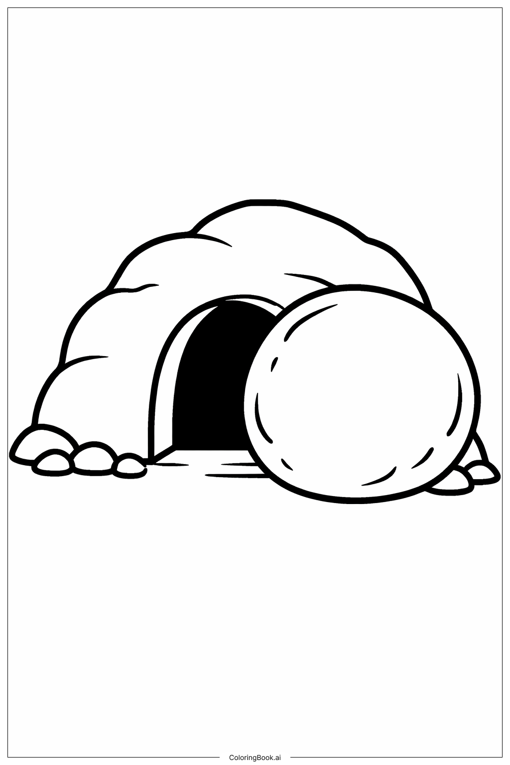  Página para colorear de Tumba Vacía Con Roca Simple 