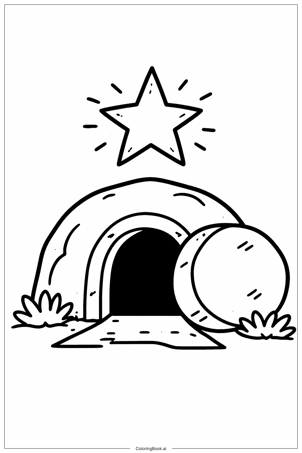  Página para colorear de Tumba Vacía con Estrella 