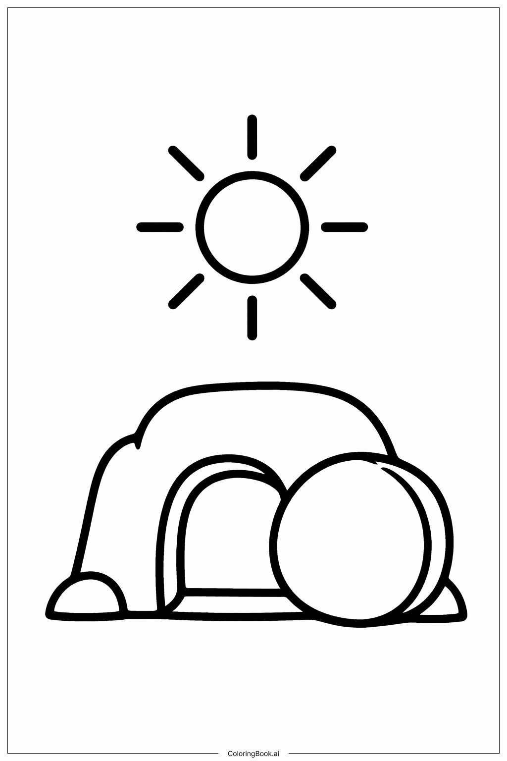  Leeres Grab mit Sonnen-Symbol Ausmalseite 