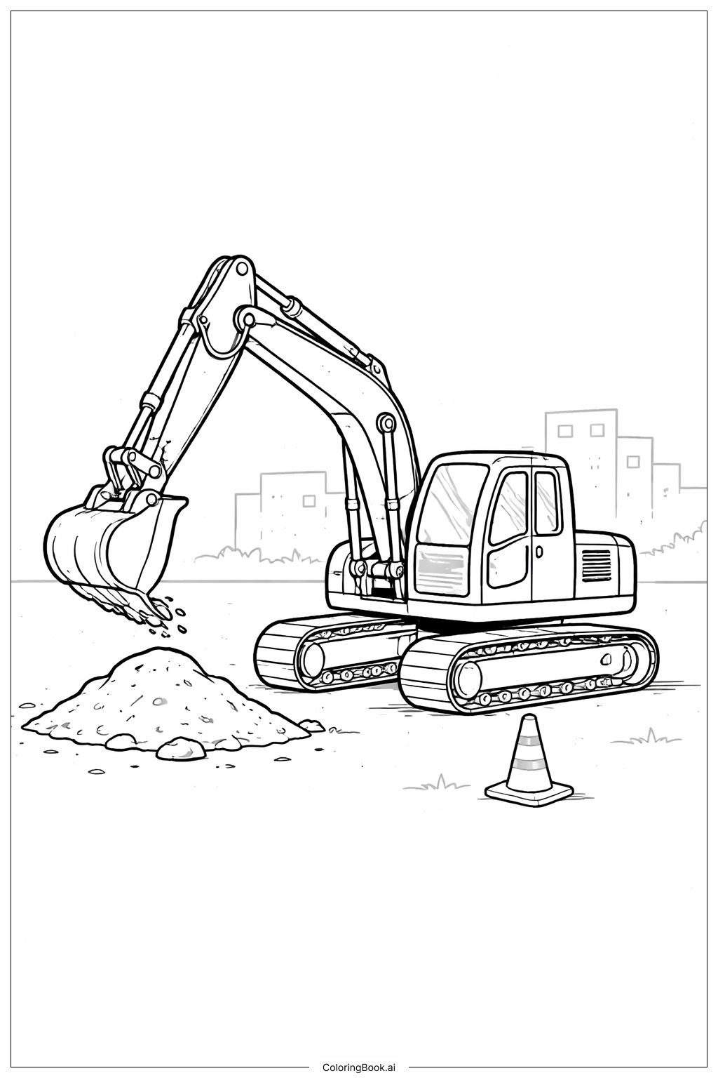 工地上的挖掘机填色页