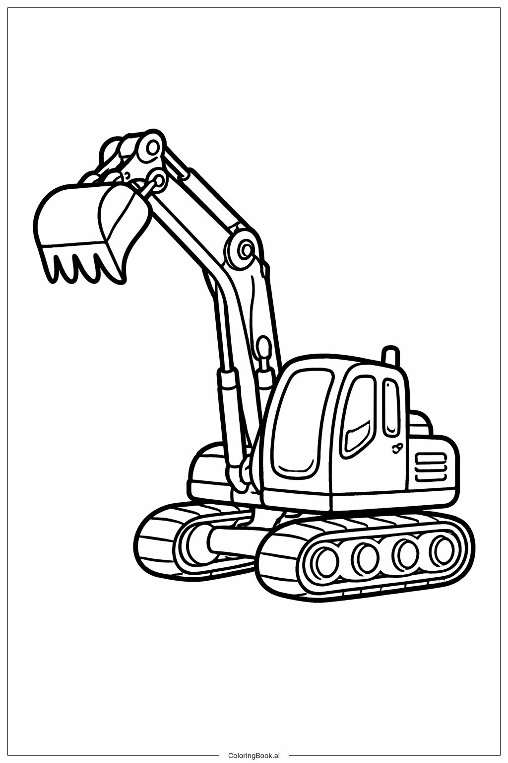 挖掘机铲斗举起填色页