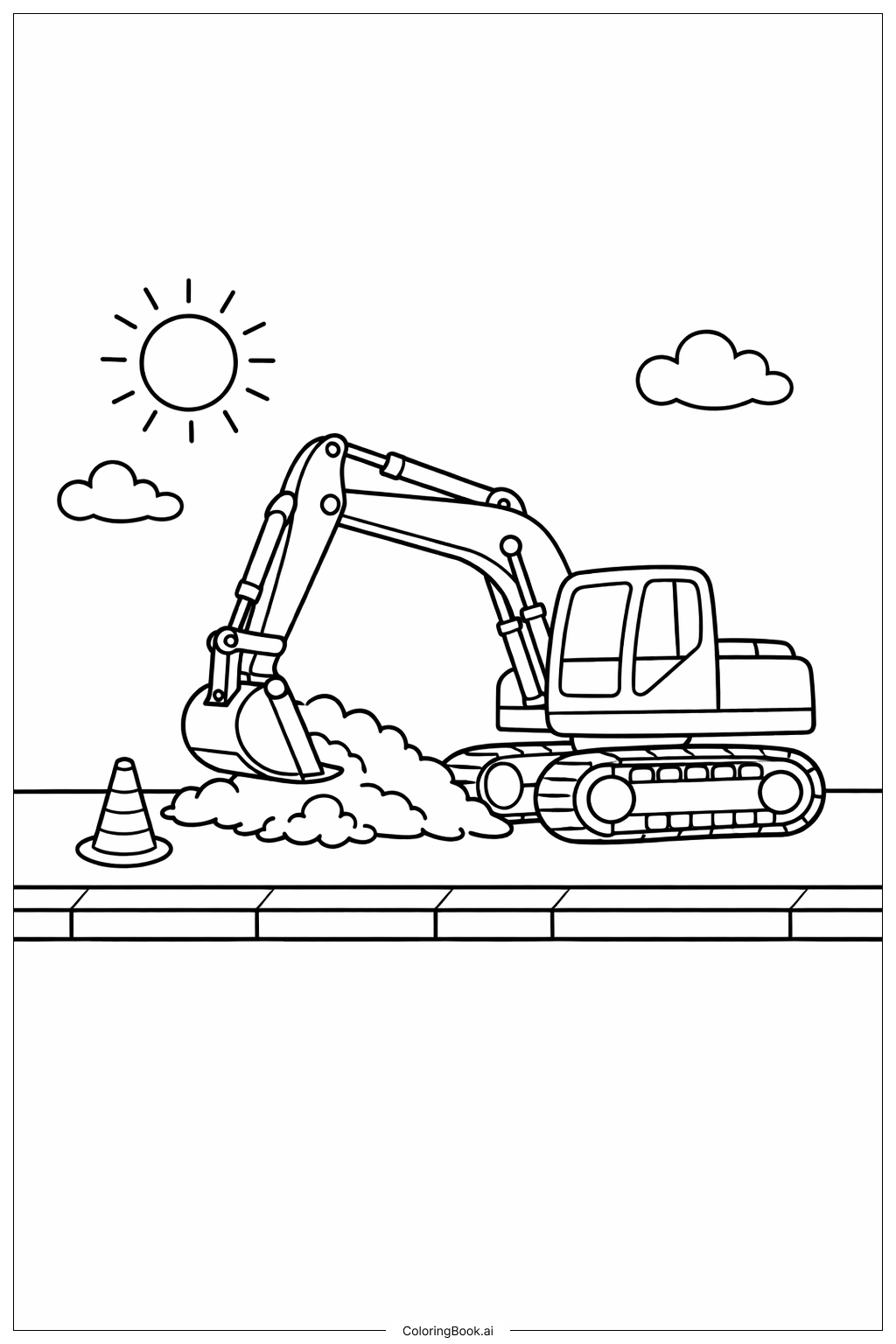路边挖掘机填色页