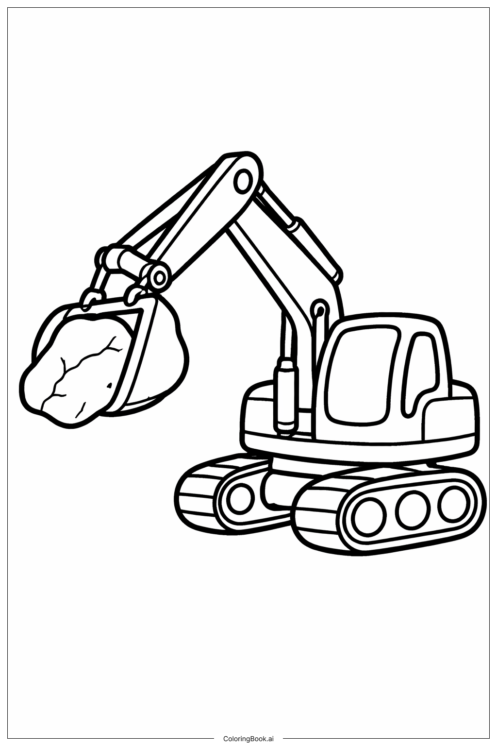 挖掘机吊石块填色页