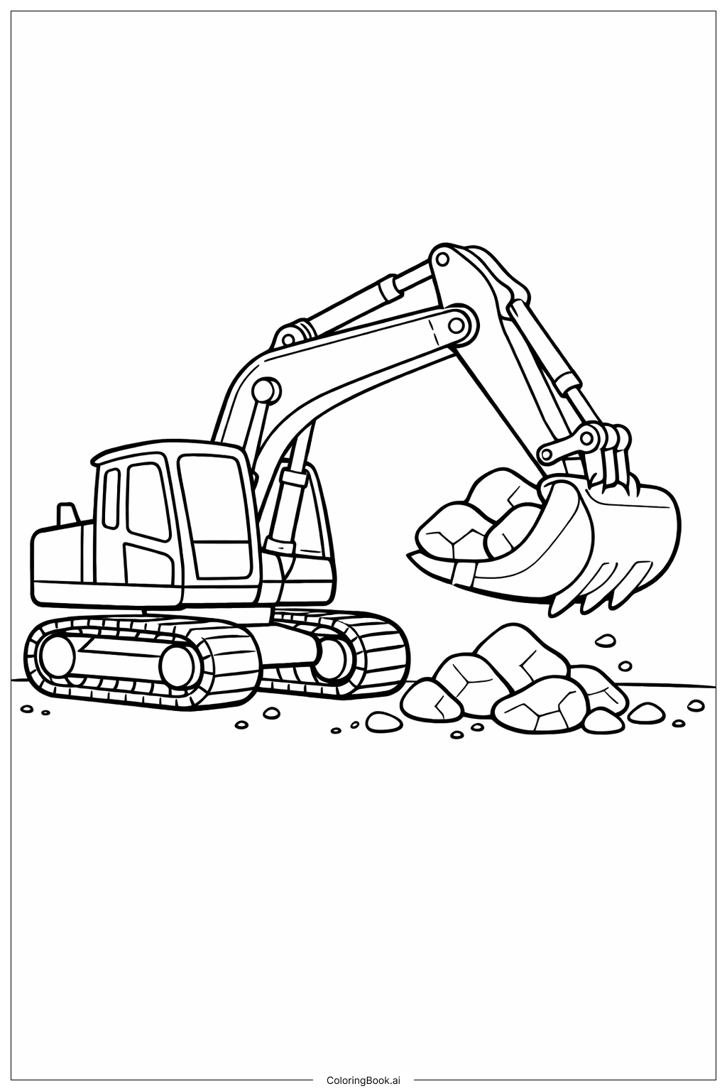 挖掘机搬运石块填色页