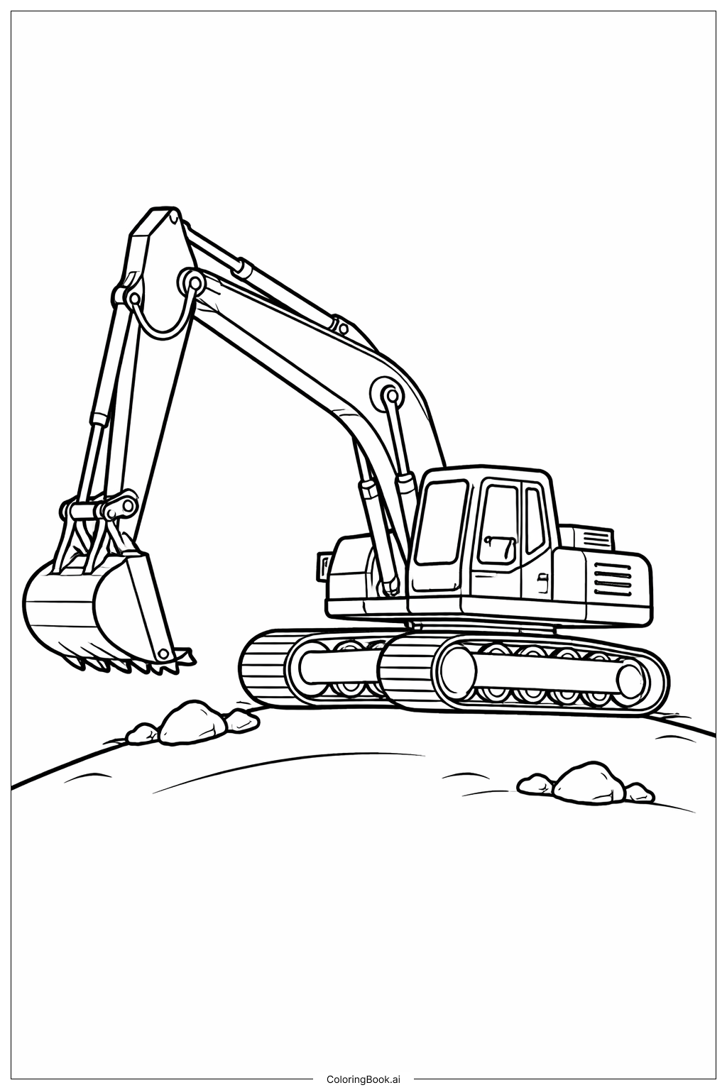 山坡上的挖掘机填色页