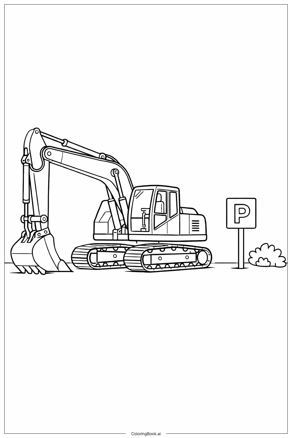 挖掘机停车填色页