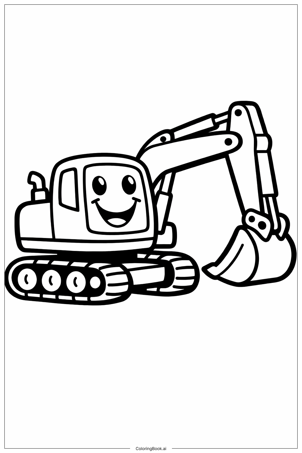 微笑的挖掘机填色页