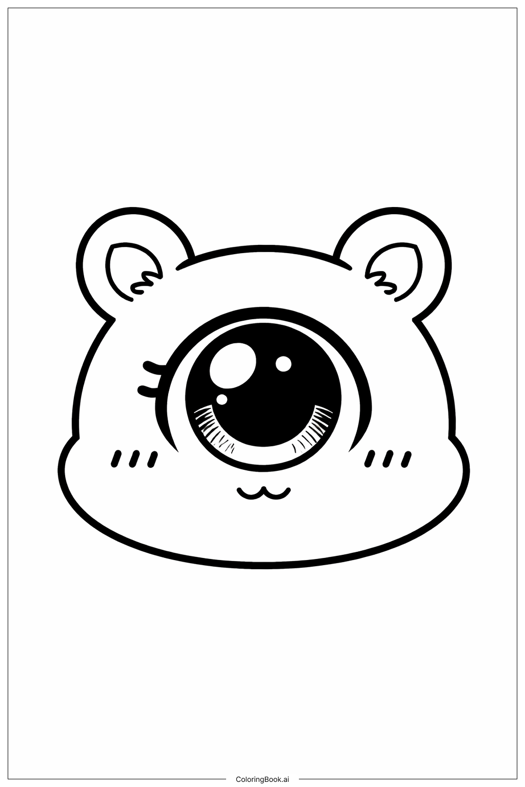 かわいい動物の顔の中の目の塗り絵ページ