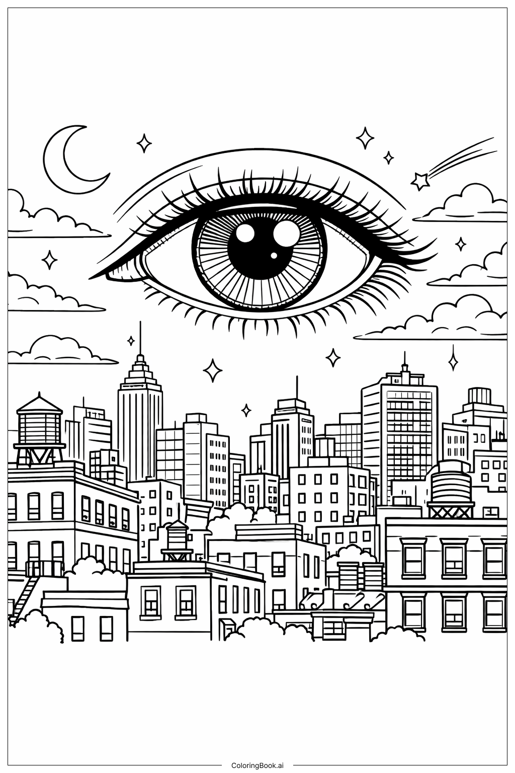 Trang tô màu Mắt Quan Sát Phố Xá Lúc Hoàng Hôn