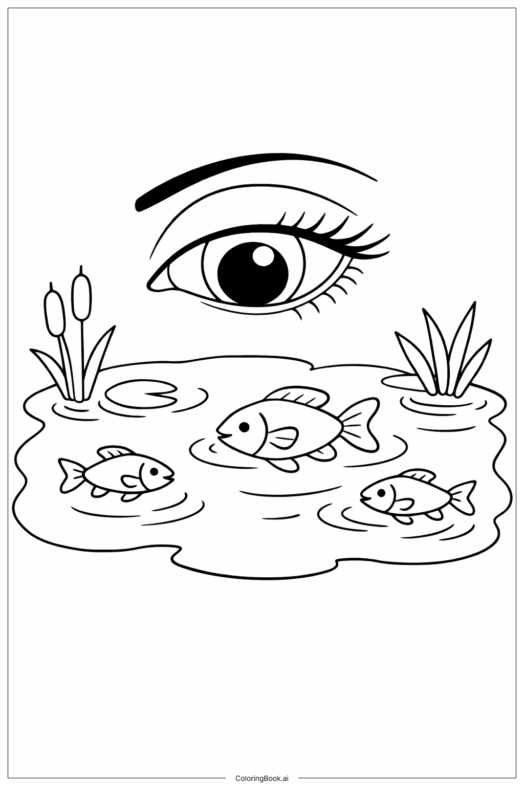  注視魚池著色頁 