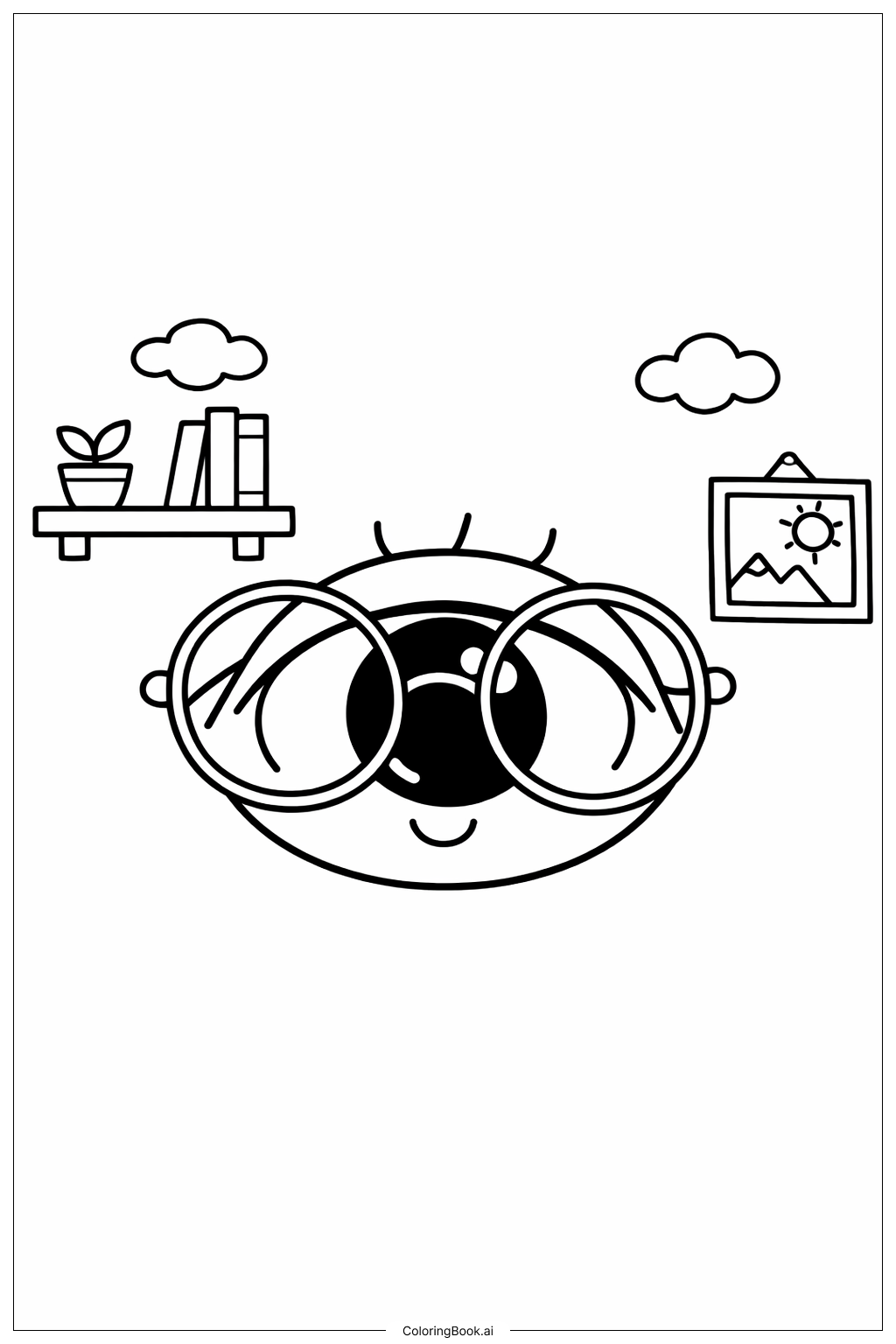  戴眼镜的眼睛填色页 