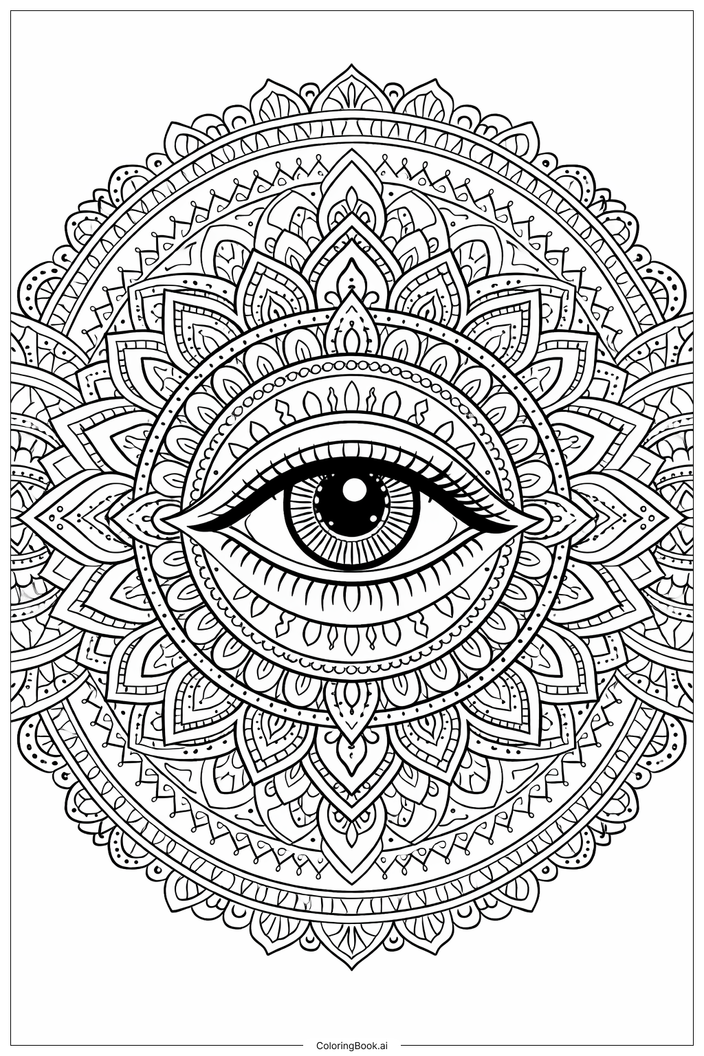 Trang tô màu Con Mắt Với Hoa Văn Mandala Trang Trí