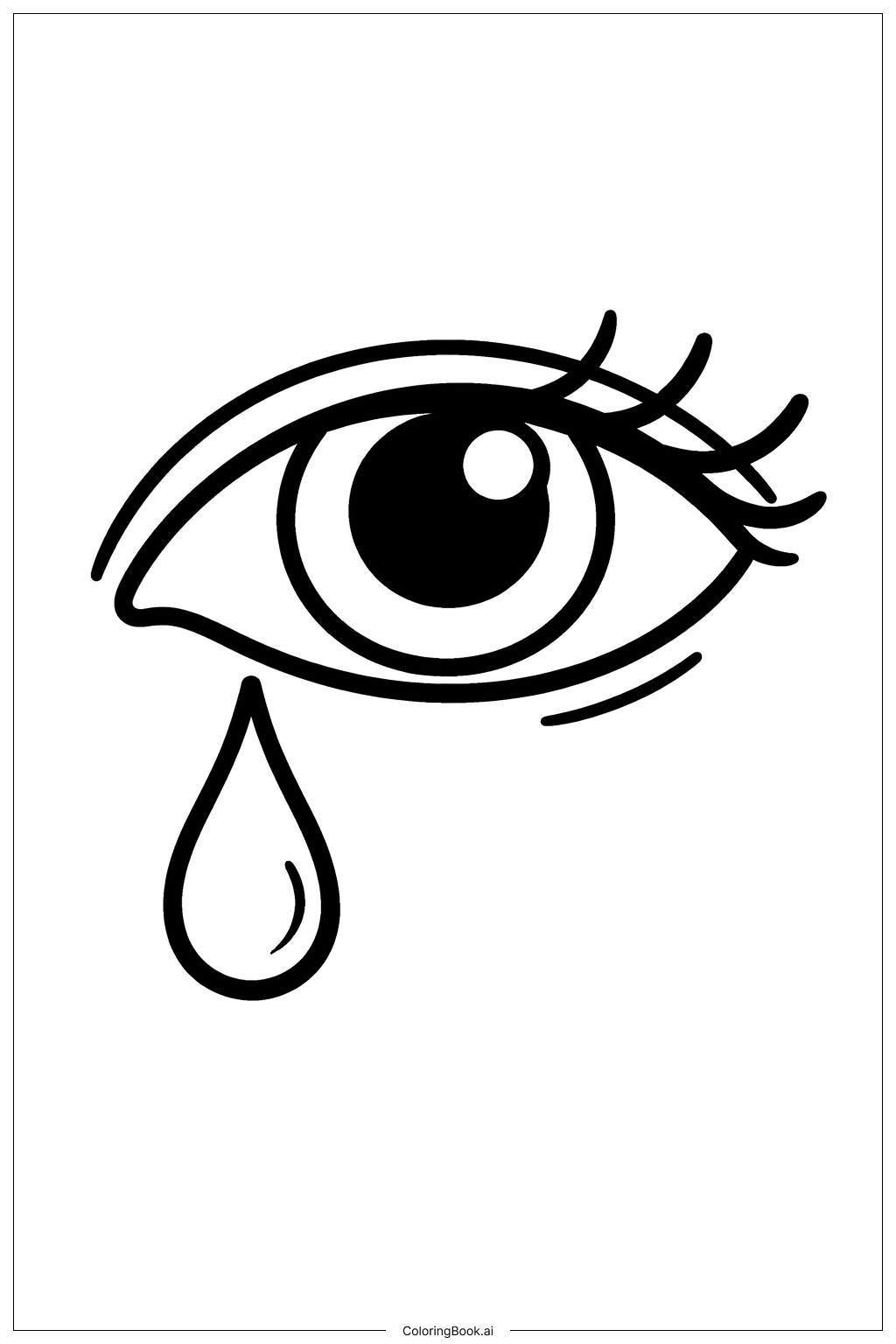  눈물 한 방울이 있는 눈 색칠공부 페이지 