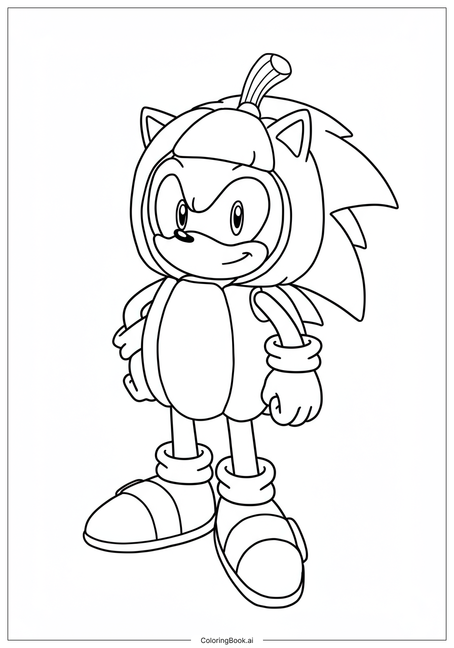  Page de coloriage Sonic en Costume de Citrouille pour Halloween 
