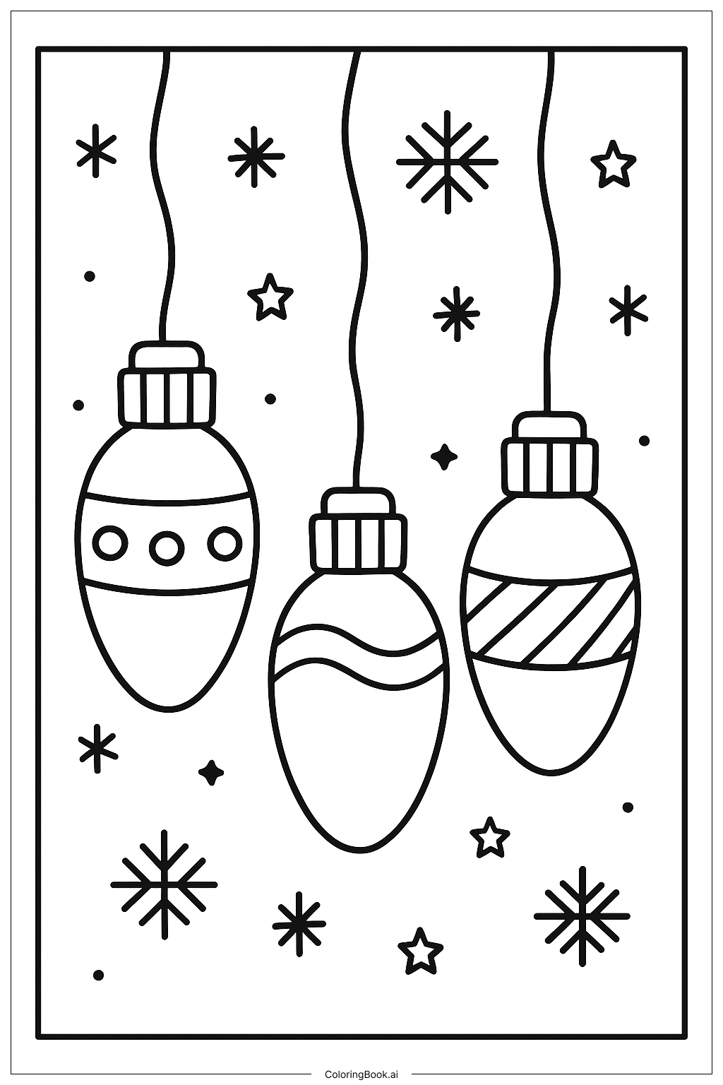  크리스마스 전구 3개 걸기 색칠공부 페이지 