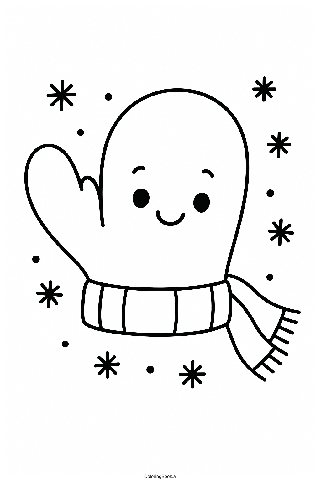 Mitten Waving Hello Coloring Page