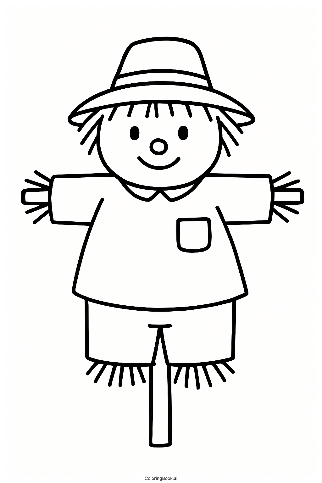 Página para colorir de Um Espantalho Baixinho e Gordinho 