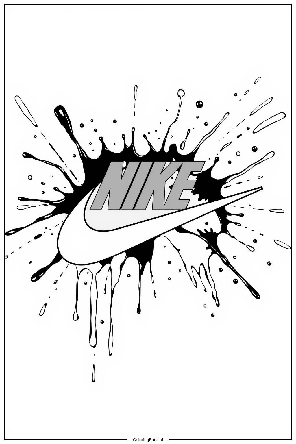  nike logo with a splash of paint design-2 Coloring Page 