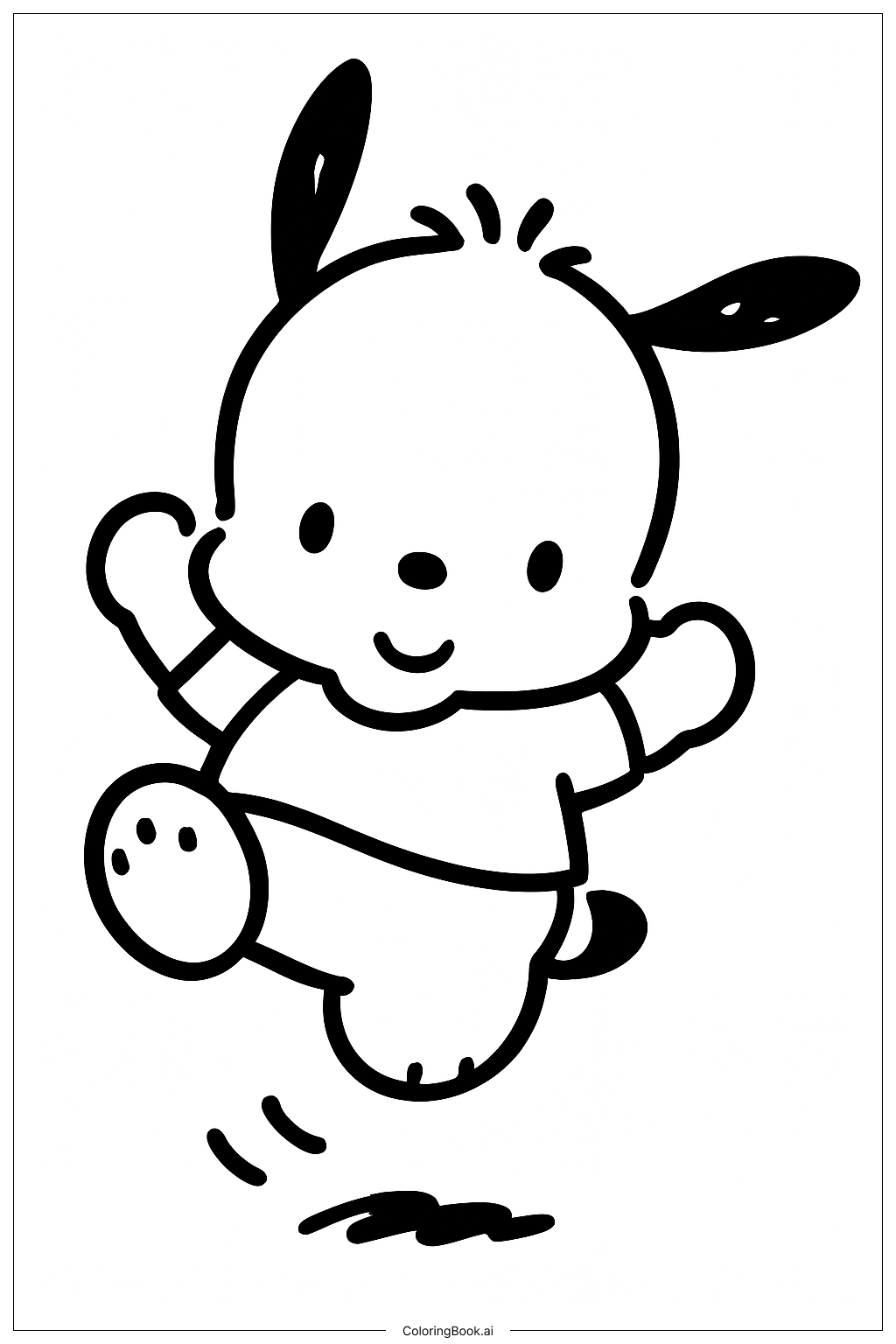 ポチャッコの喜びのジャンプの塗り絵ページ 