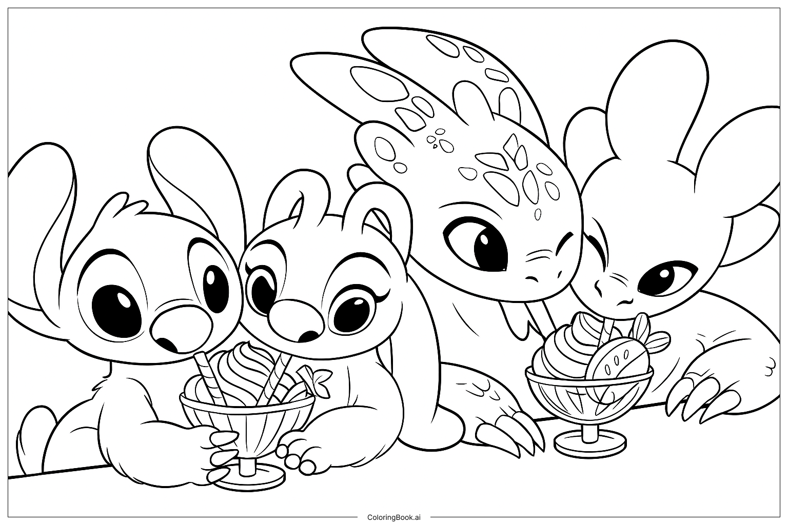  Toothless And Stitch Double Coloring Page 
