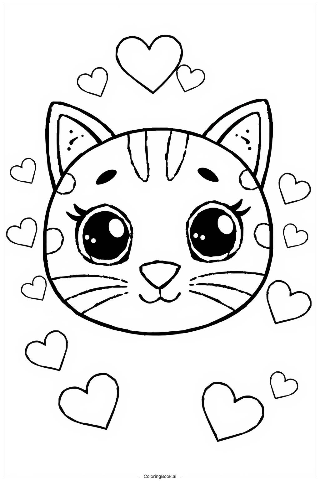  Page de coloriage Visage de chat simple 