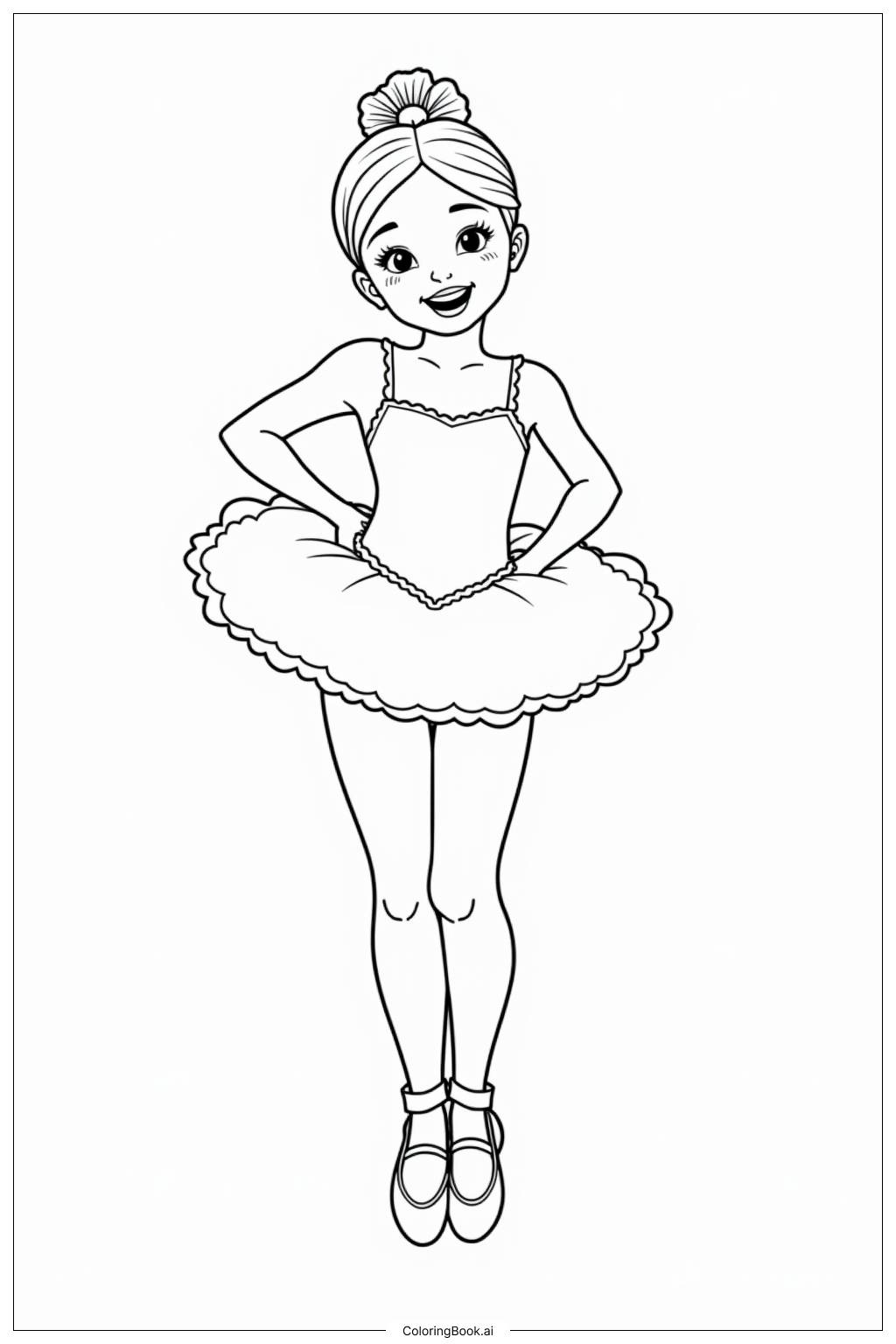  Realistic Ballerina Smiling Coloring Page 