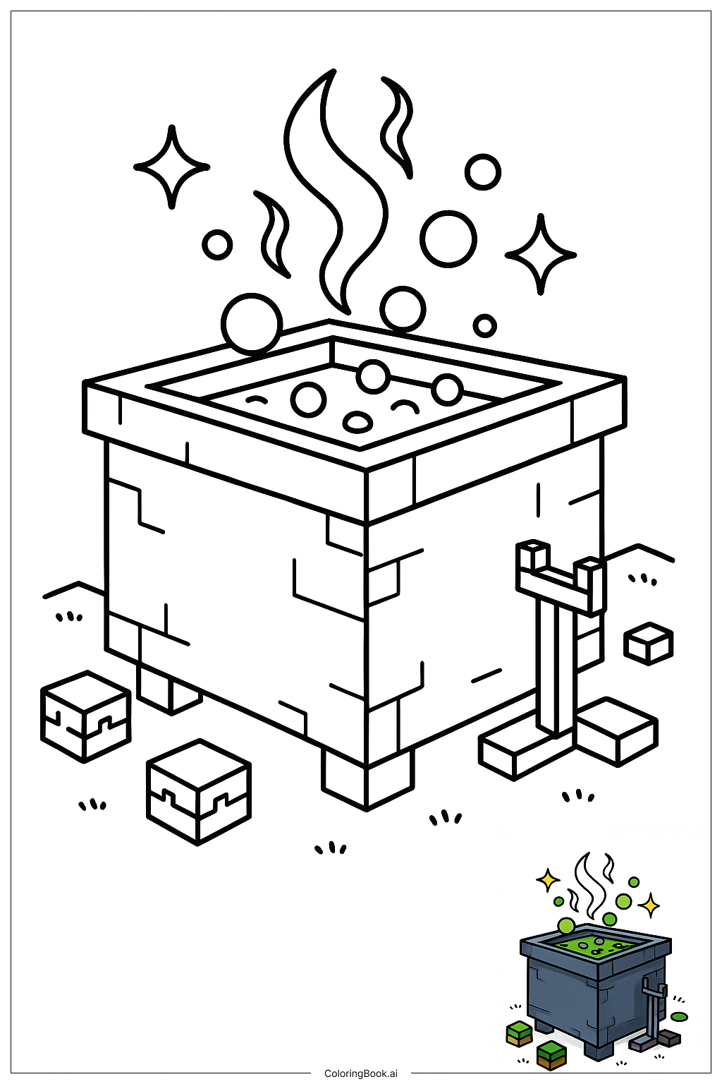 Minecraft 鍋爐與冒泡的藥水著色頁