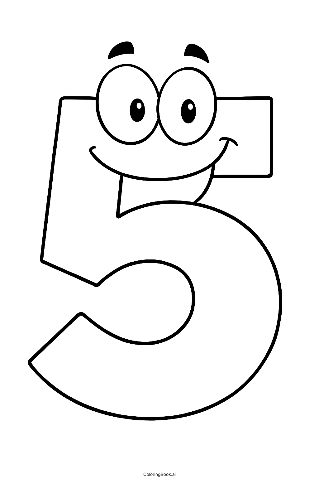  快乐数字五角色填色页 