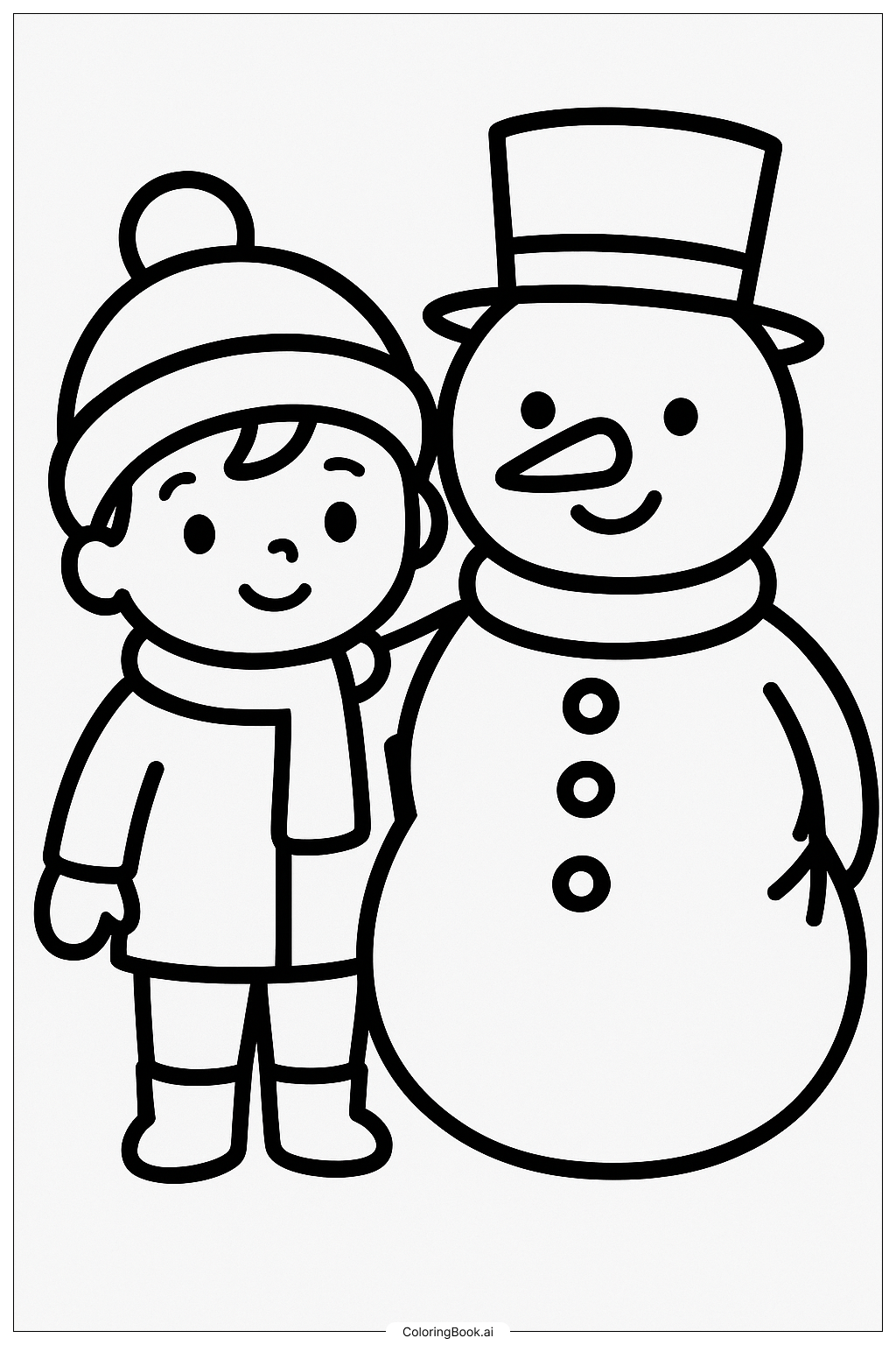  눈 오는 날 겨울 친구 색칠공부 페이지 