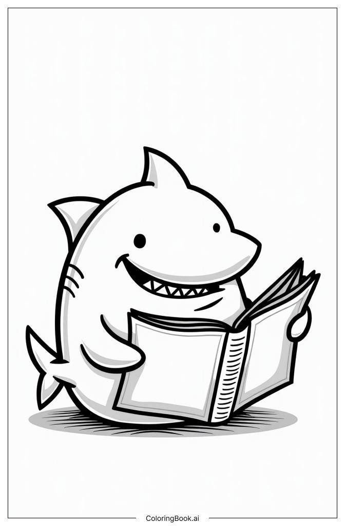  Grandpa Shark Reading Newspaper Coloring Page 