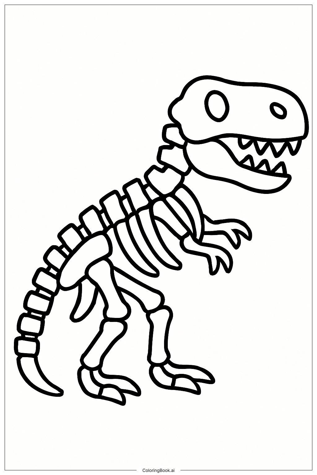  Página para colorir de Esqueleto de T-Rex Visão Simples 