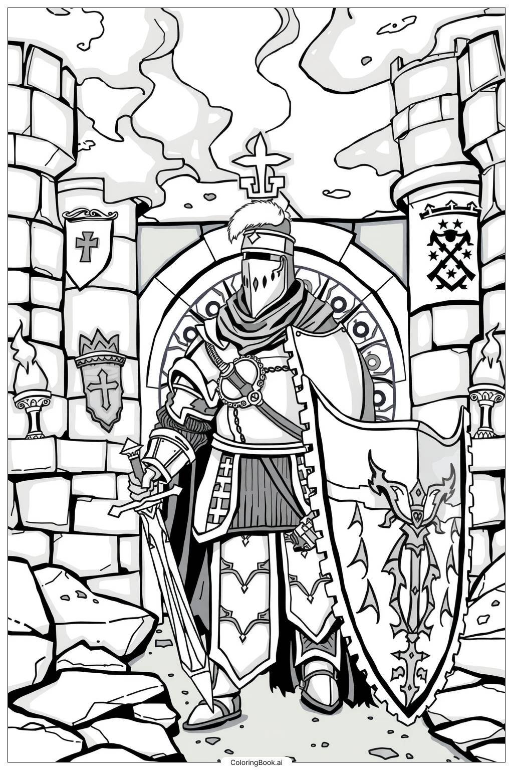  Black Knight Defending the Realm-2 Coloring Page 