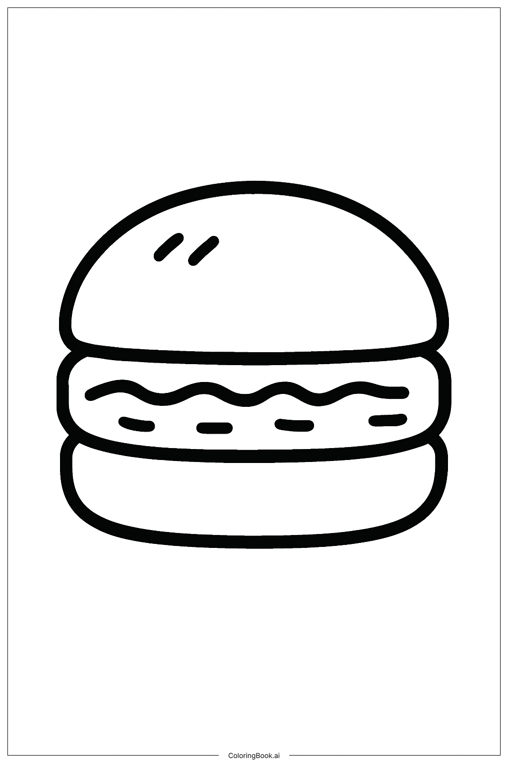  Page de coloriage Steak de Hamburger dans un Pain 