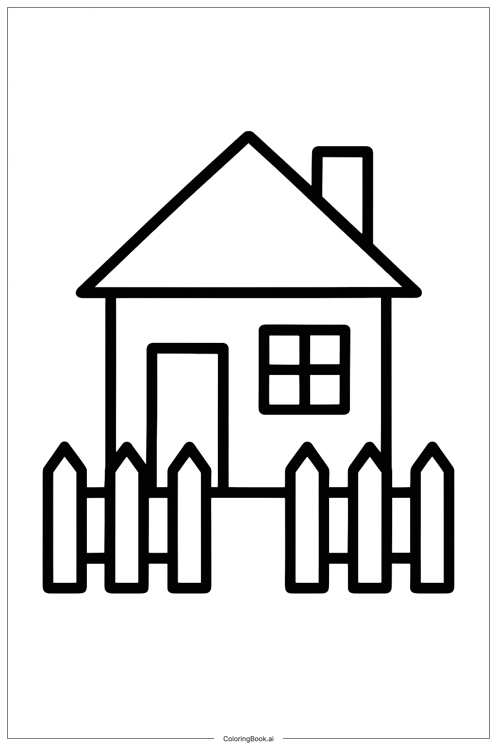 A House with a Fence Coloring Page
