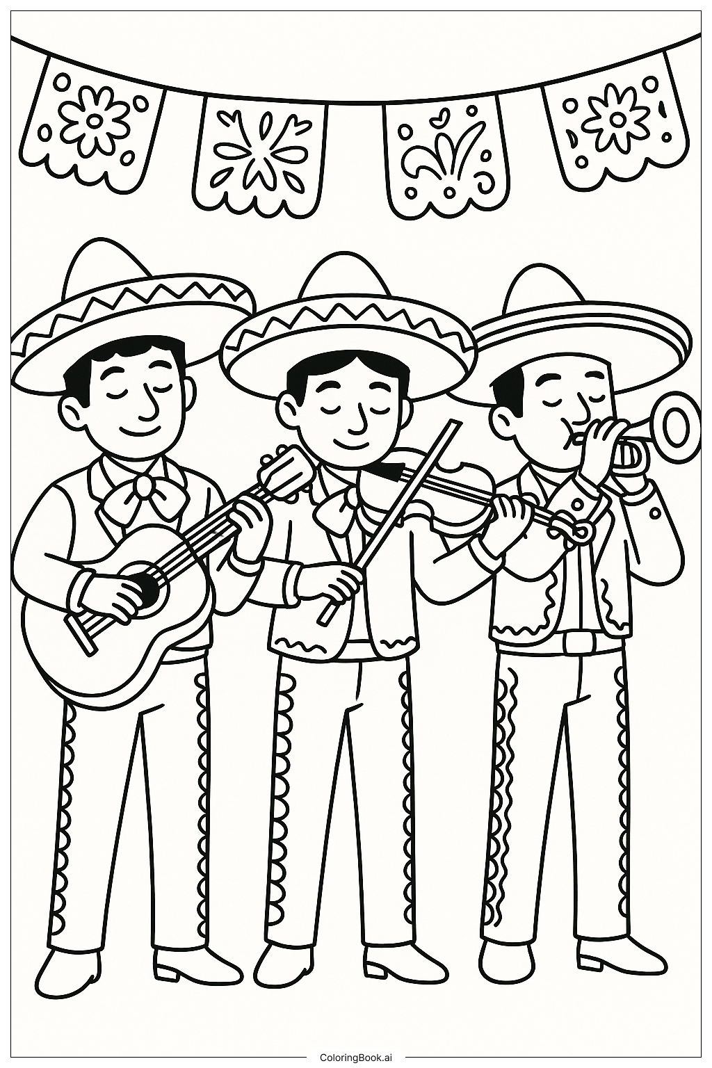  Eine Mariachi-Band zum Hispanic Heritage Month Ausmalseite 