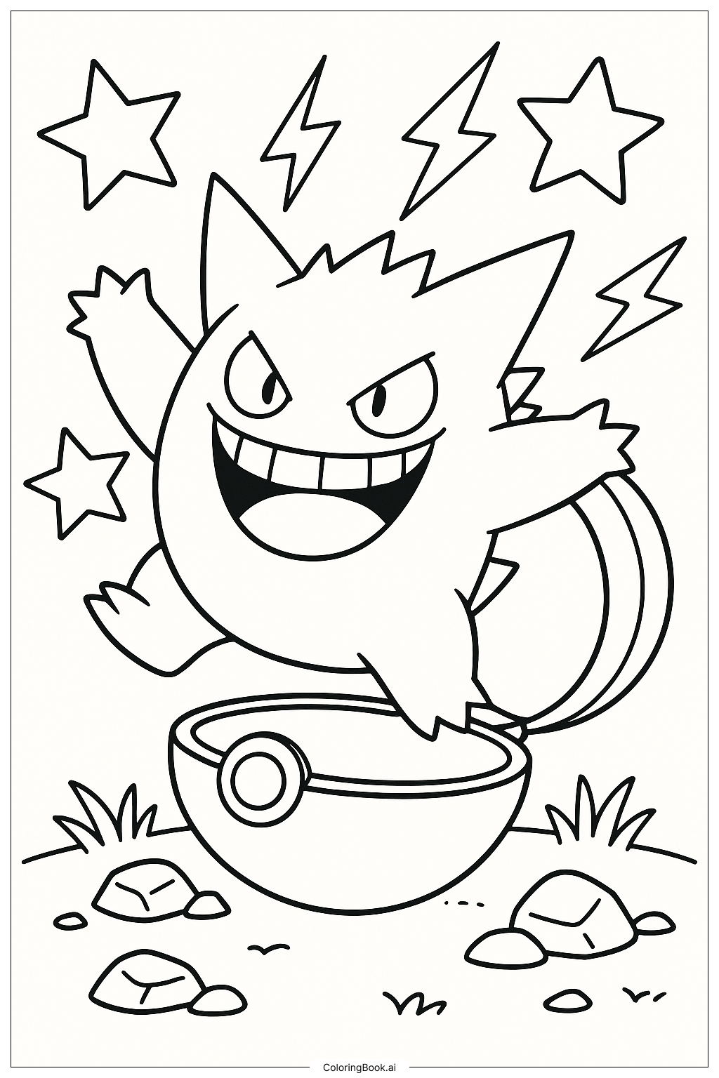  Page de coloriage Ectoplasma sortant d'une Pokéball 