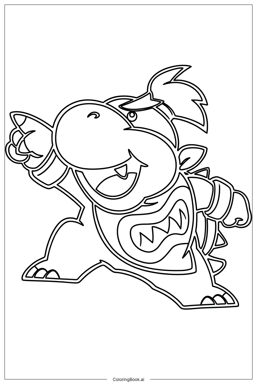 バウザーJrが前を指差し、手下を鼓舞するの塗り絵ページ