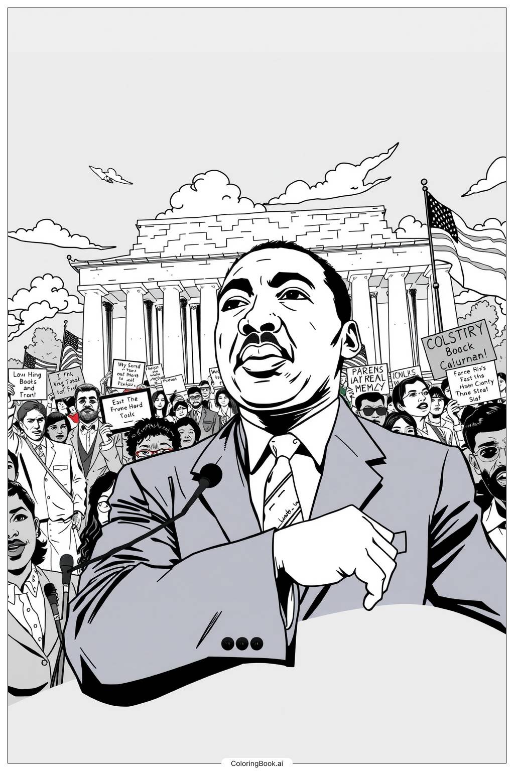  Página para colorear de martin luther king Inspirando a las Futuras Generaciones 