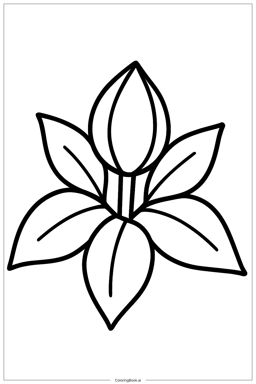 Simple Poinsettia Bud Emerging Coloring Page