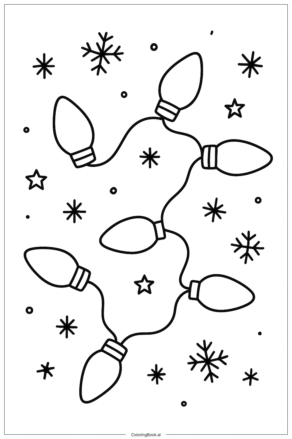  크리스마스 전구 줄 색칠공부 페이지 
