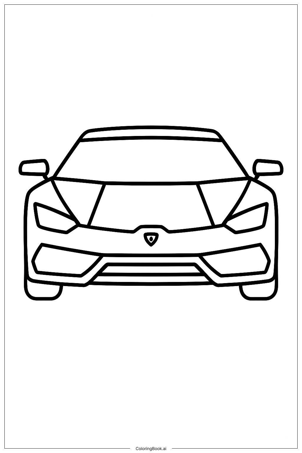  從前面看 Lamborghini 的樣子著色頁 