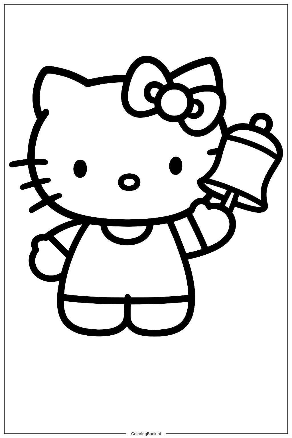  Hello Kitty Waving A Christmas Bell Coloring Page 