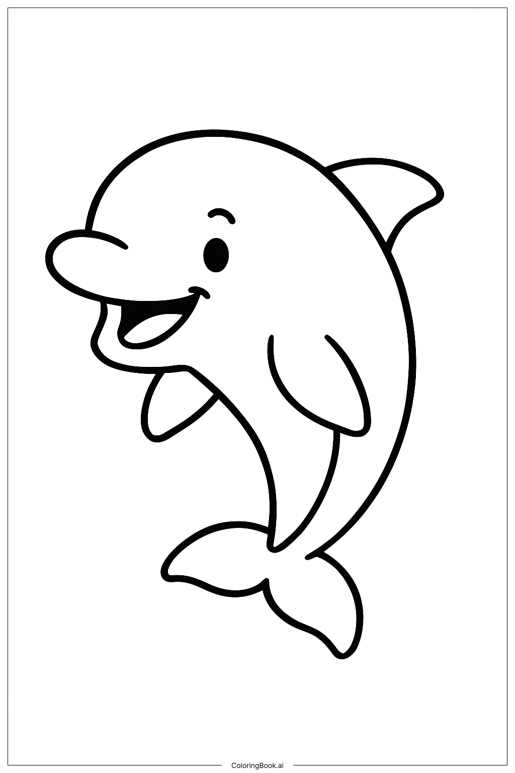  A Friendly Summer Dolphin Coloring Page 