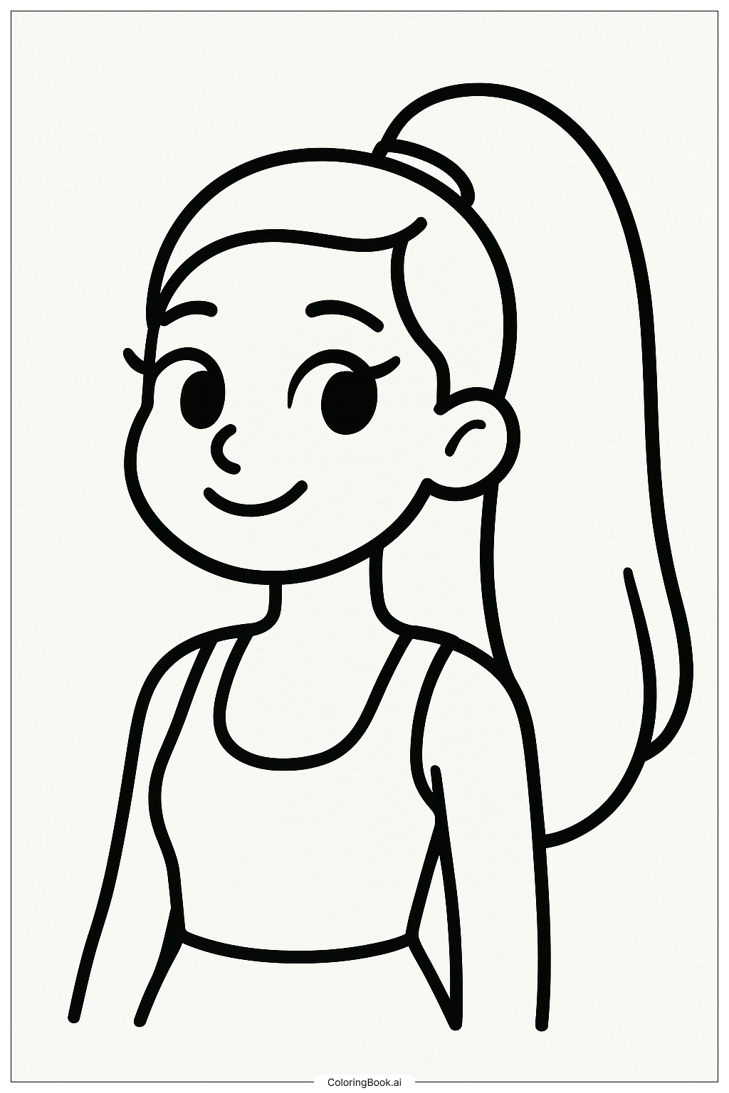  Página para colorear de Ariana Grande como personaje de dibujos animados 
