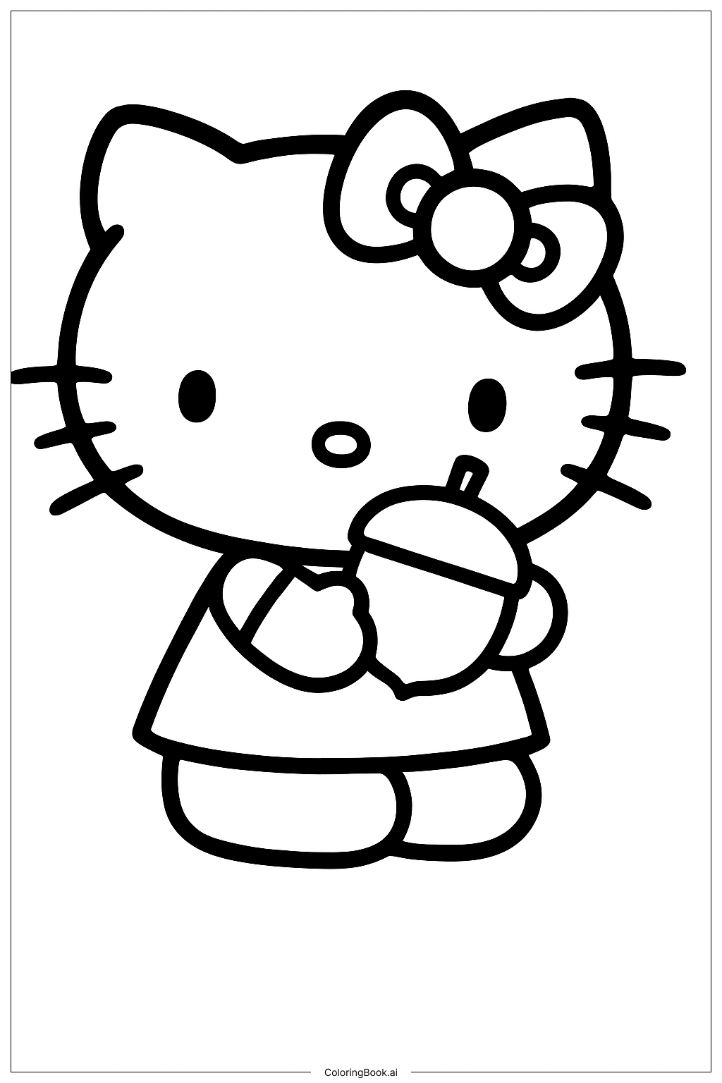  Hello Kitty Erntedankfest mit einer Eichel Ausmalseite 