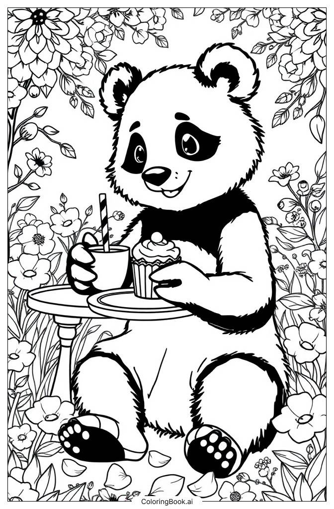  Página para colorear de Mimi Panda 