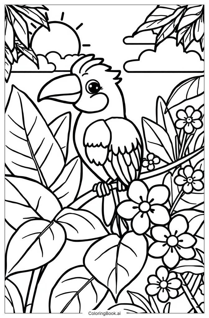  Tropical bird Coloring Page 